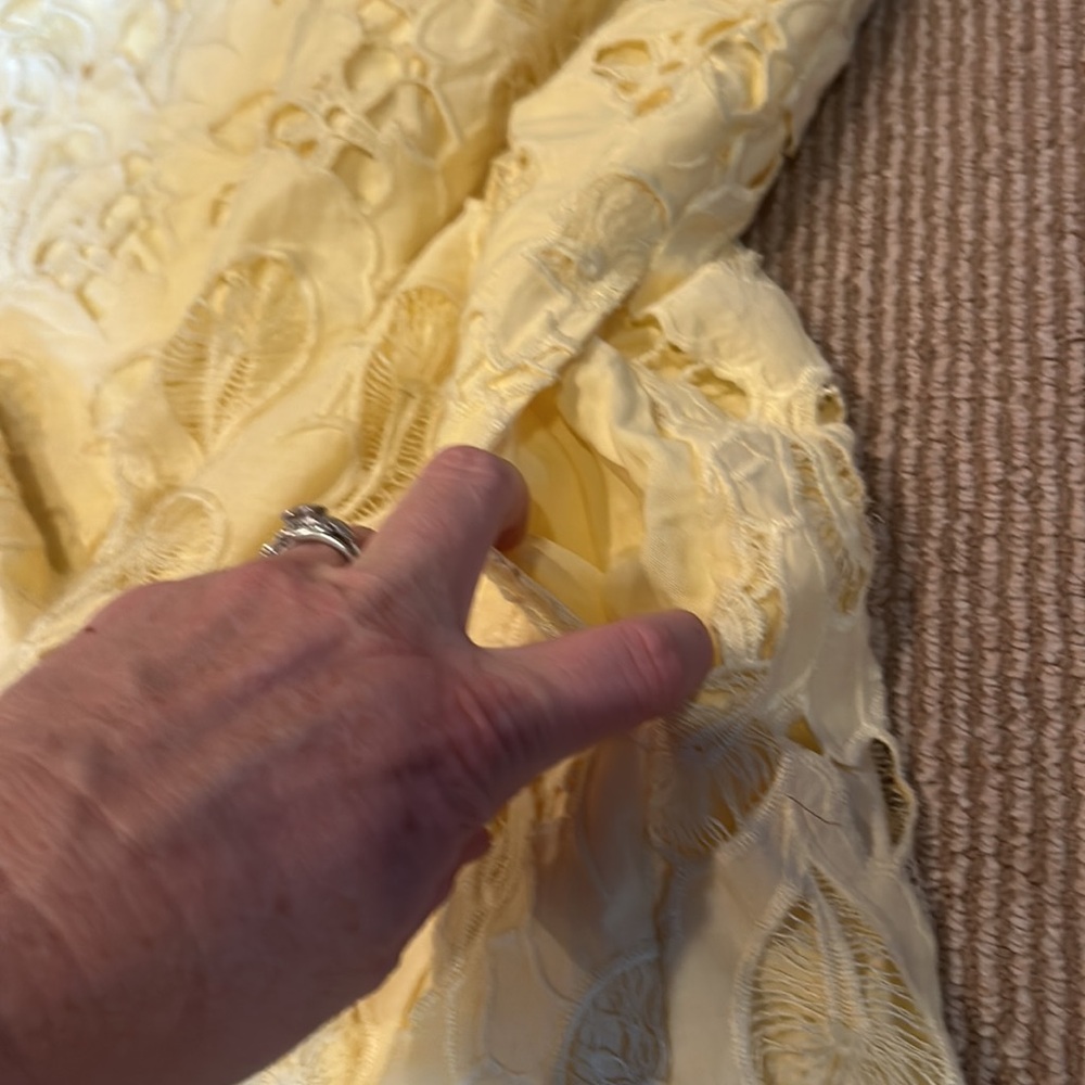 NWOT FREE PEOPLE co-ord Yellow Lace eyelet Dress Button-Up Shirt set size large - Picture 13 of 16